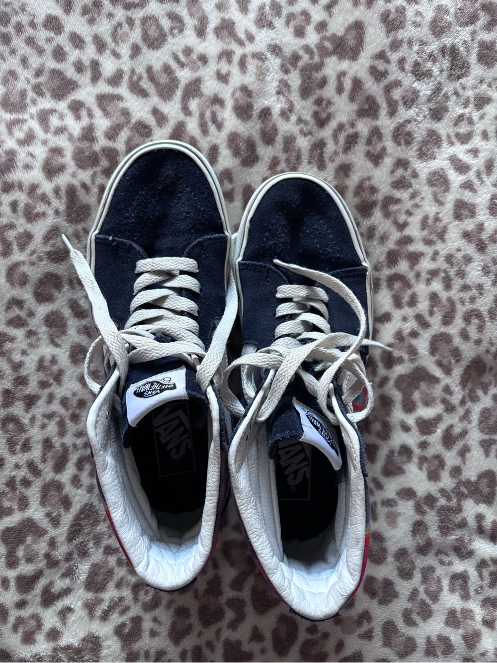 Vans Black and White High-Top Skate Sneakers with Aura Accent